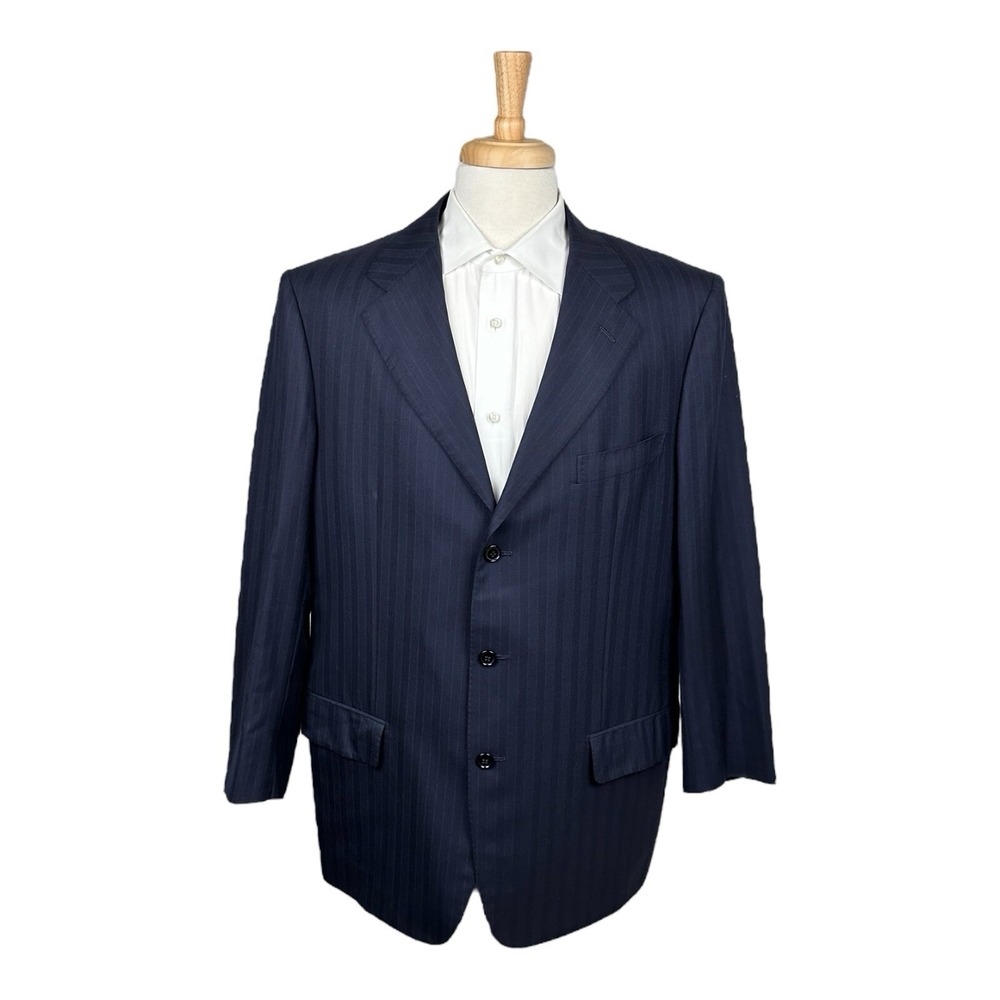 Stefano Ricci Blue Striped Pure Wool Cashmere Mens Luxury Sportcoat Size 46L